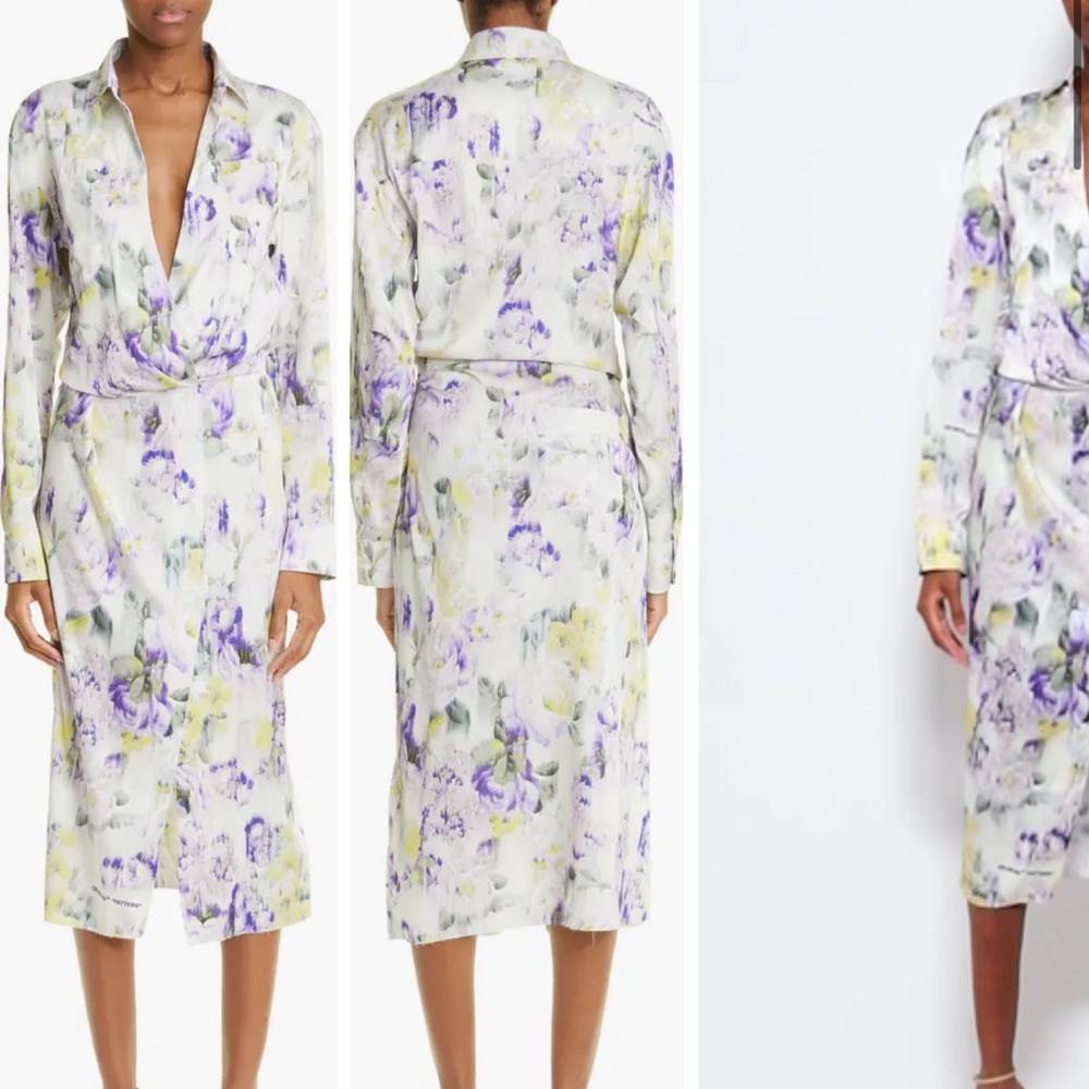 Off-White Silk Dress